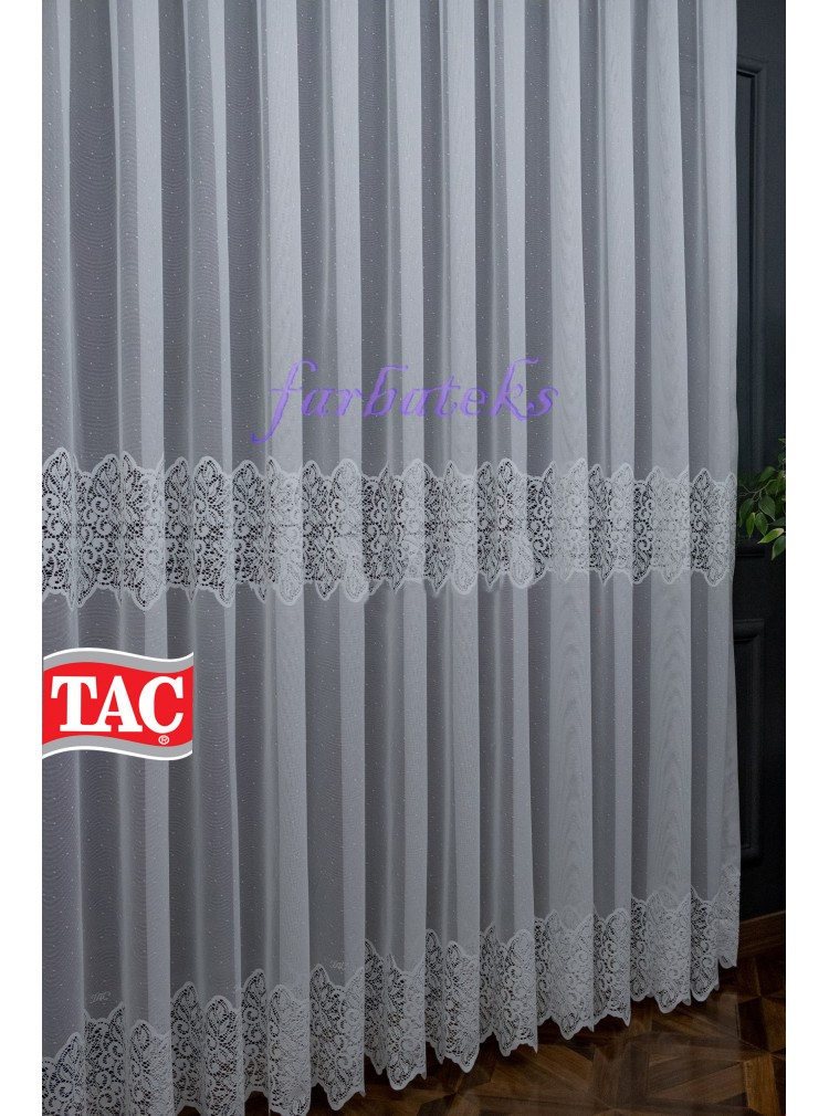 Taç Arabantlı Damask Örme Tül Yeni Tasarım Tül Perde Taç Arabantlı Damask Örme Tül Yeni Tasarım Tül Perde